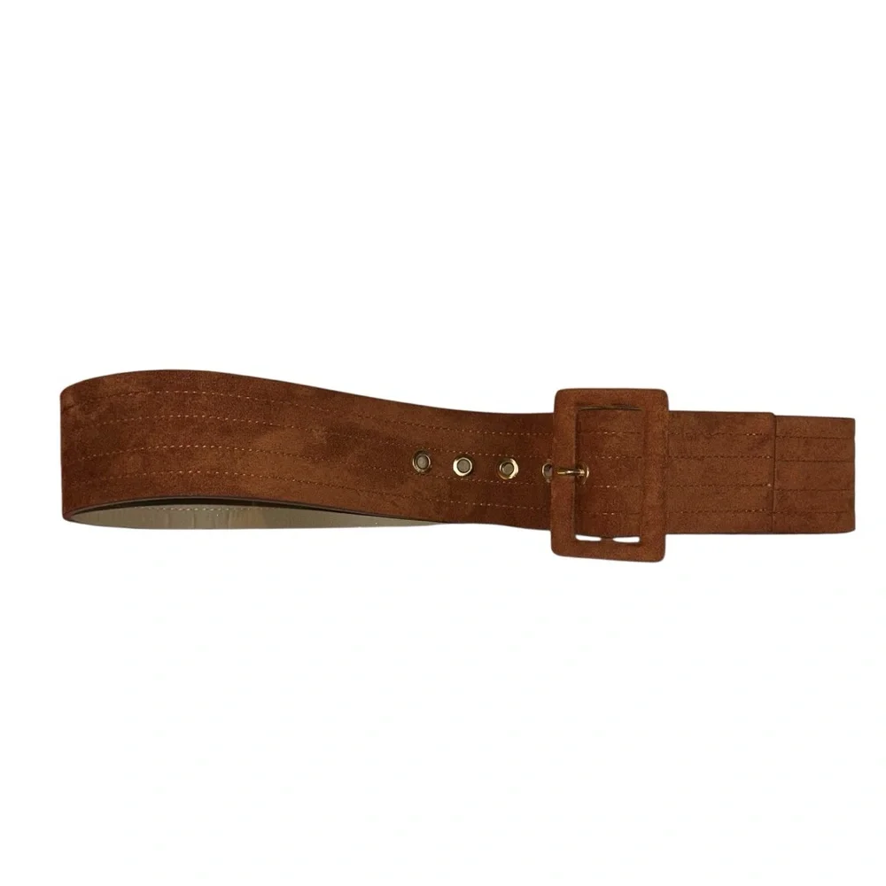 Express vintage Y2K brown faux Suede festival statement Belt M/L